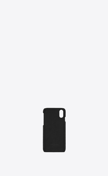 Monogramme Etui für iPhone 10 aus schwarzem Leder mit Krokodillederprägung